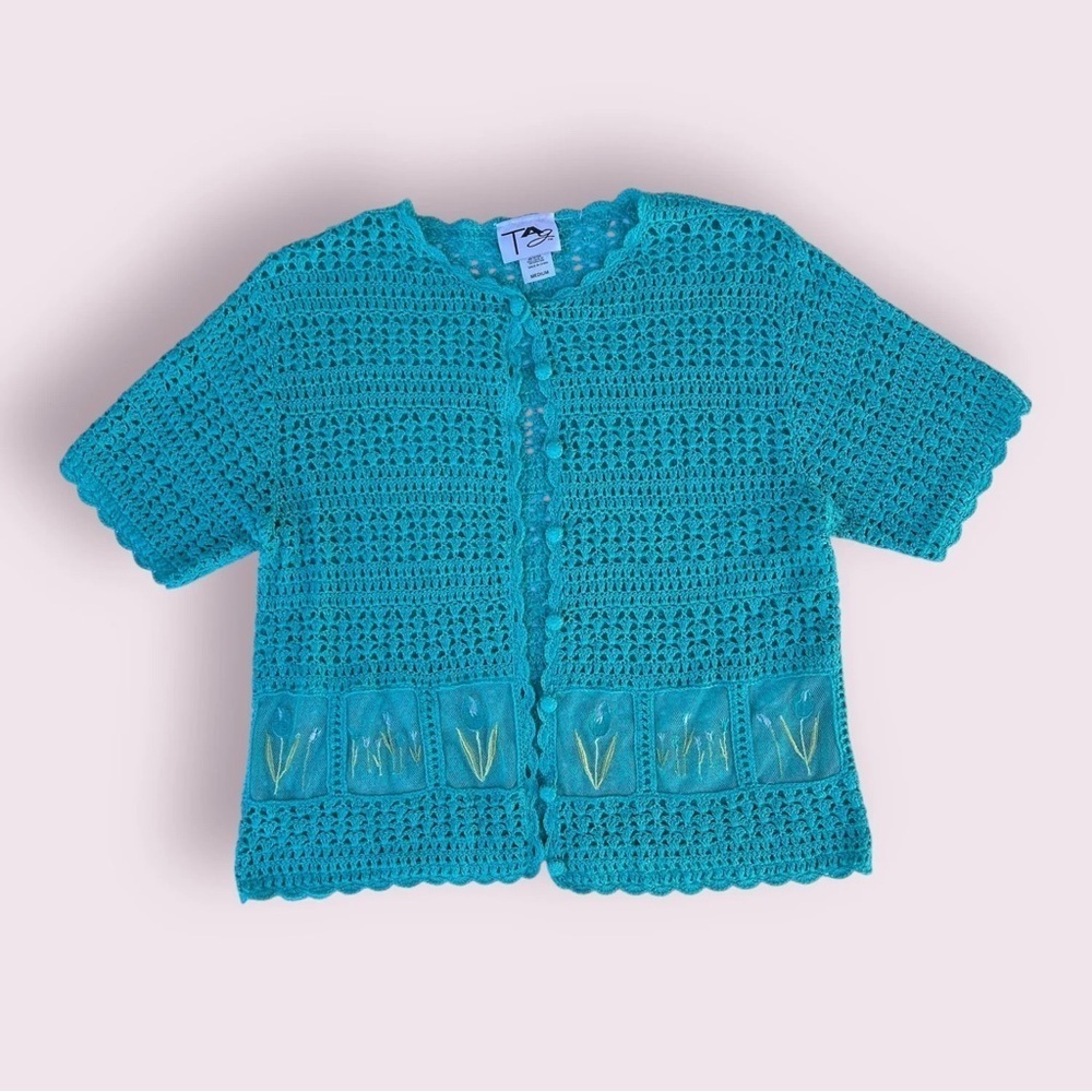 Y2K TEAL KNIT TOP